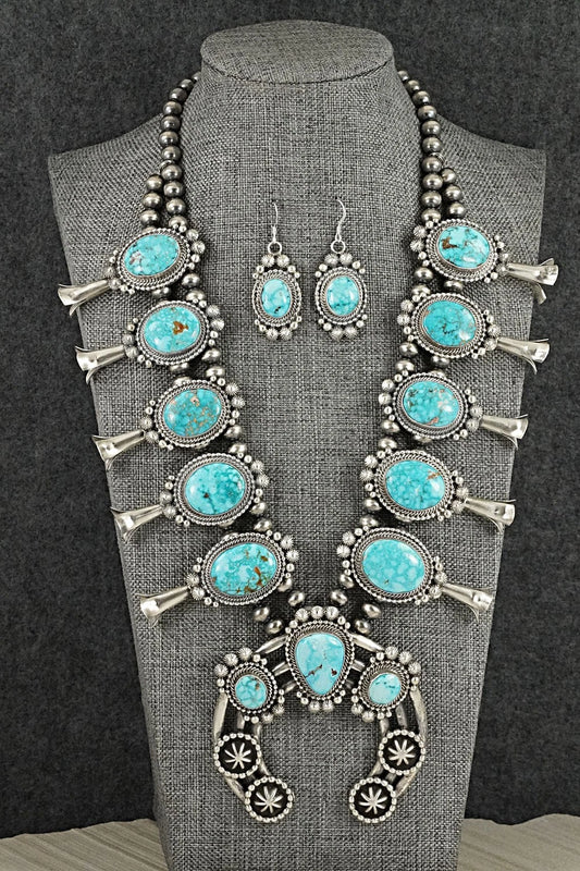 Turquoise & Sterling Silver Squash Blossom Set - Tom Lewis
