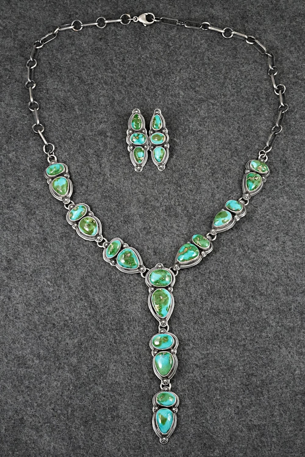 Turquoise & Sterling Silver Necklace and Earrings Set - Randy Boyd