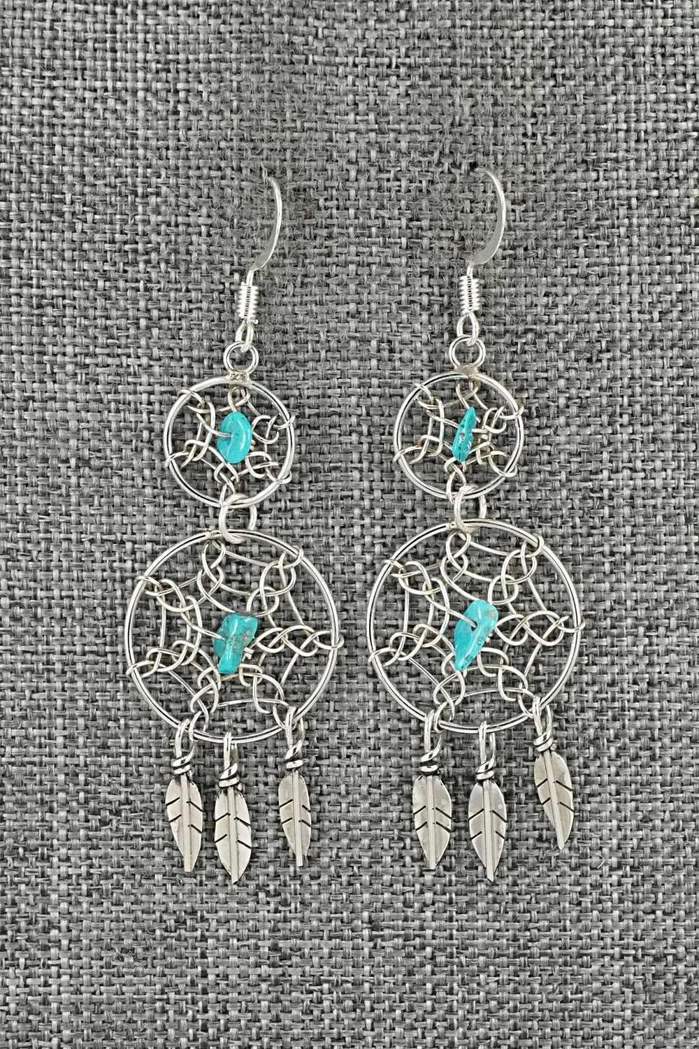 Turquoise & Sterling Silver Earrings - Lorenzo Arviso Jr.