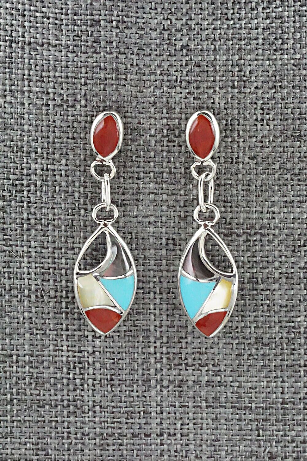 Multi-Stone & Sterling Silver Inlay Earrings - Faye Leekya