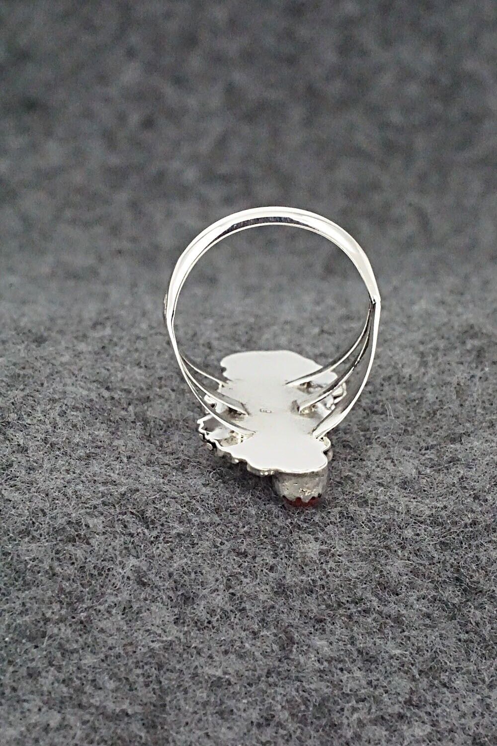 Coral & Sterling Silver Ring - Jerryson Henio - Size 7