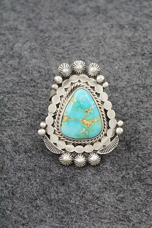 Turquoise & Sterling Silver Ring - Tom Lewis - Size 9.5