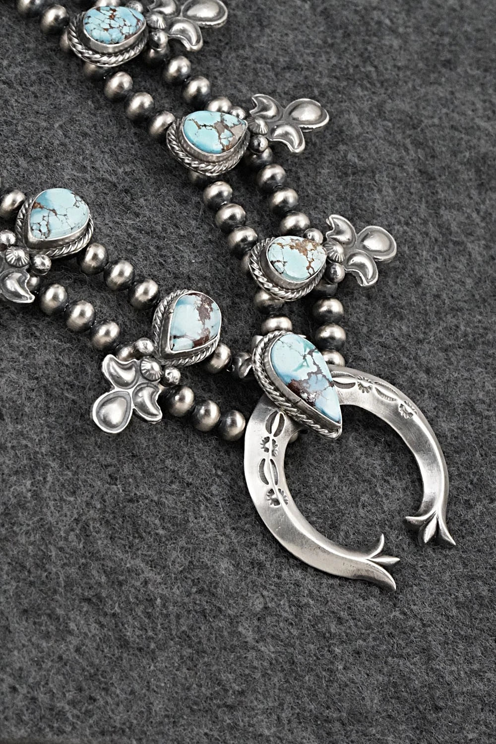 Turquoise & Sterling Silver Squash Blossom Set - Matthew Gordon