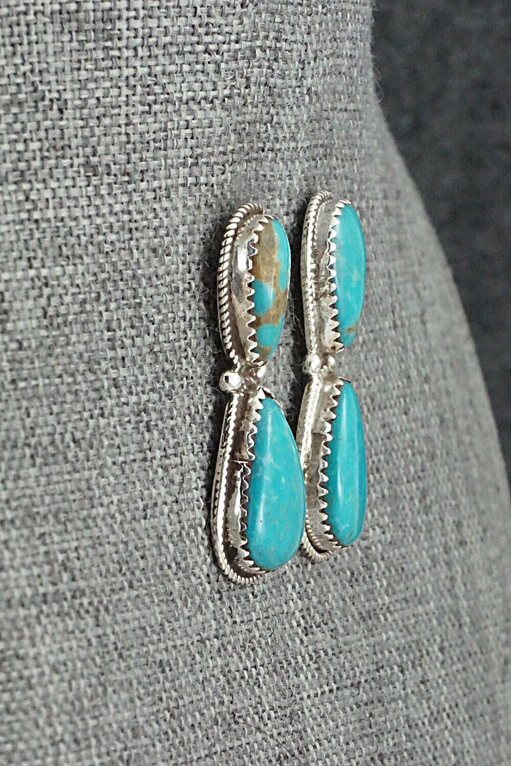 Turquoise & Sterling Silver Earrings - Ernest Hawthorne