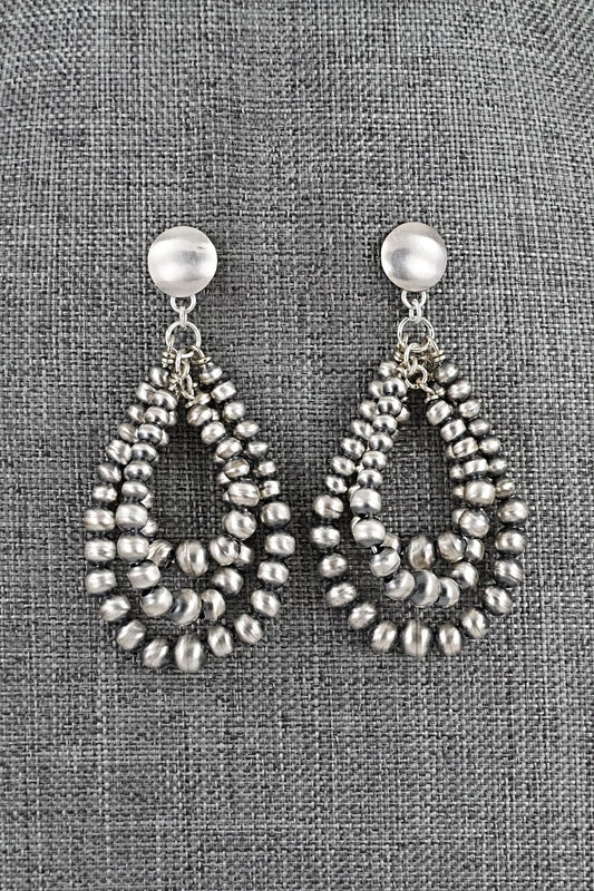 Sterling Silver Navajo Pearl Earrings - Dorinda Mariano