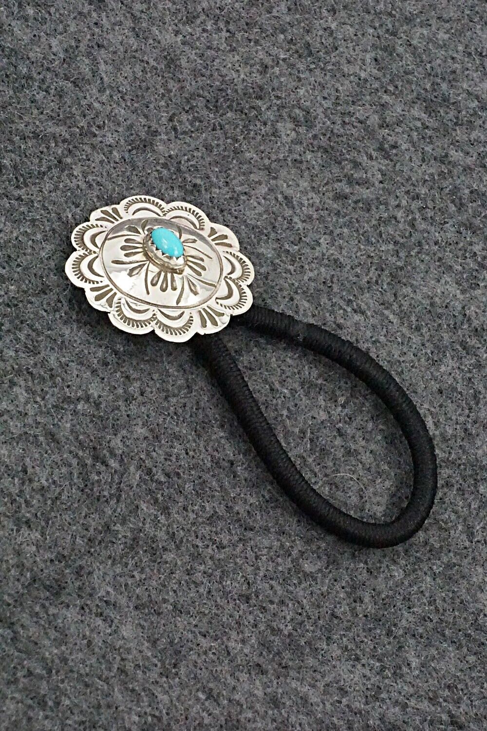 Turquoise & Sterling Silver Hair Tie - Bertha Begay