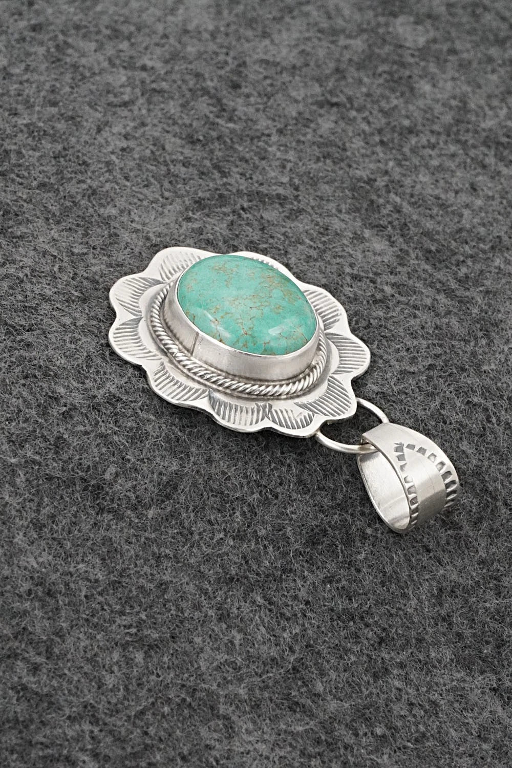 Turquoise & Sterling Silver Pendant - Cordell Platero