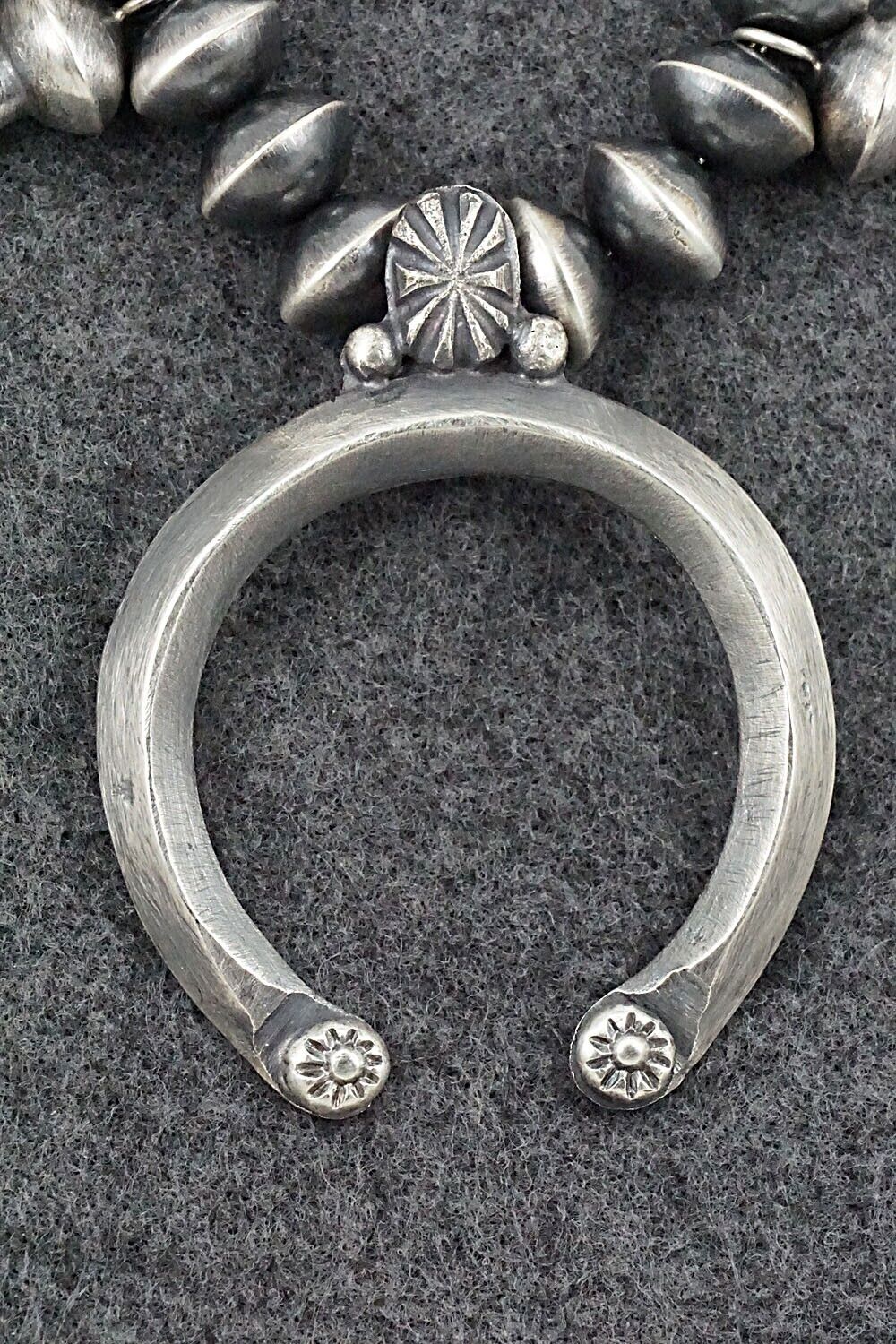 Sterling Silver Navajo Pearl Squash Blossom Necklace - Presley Haley