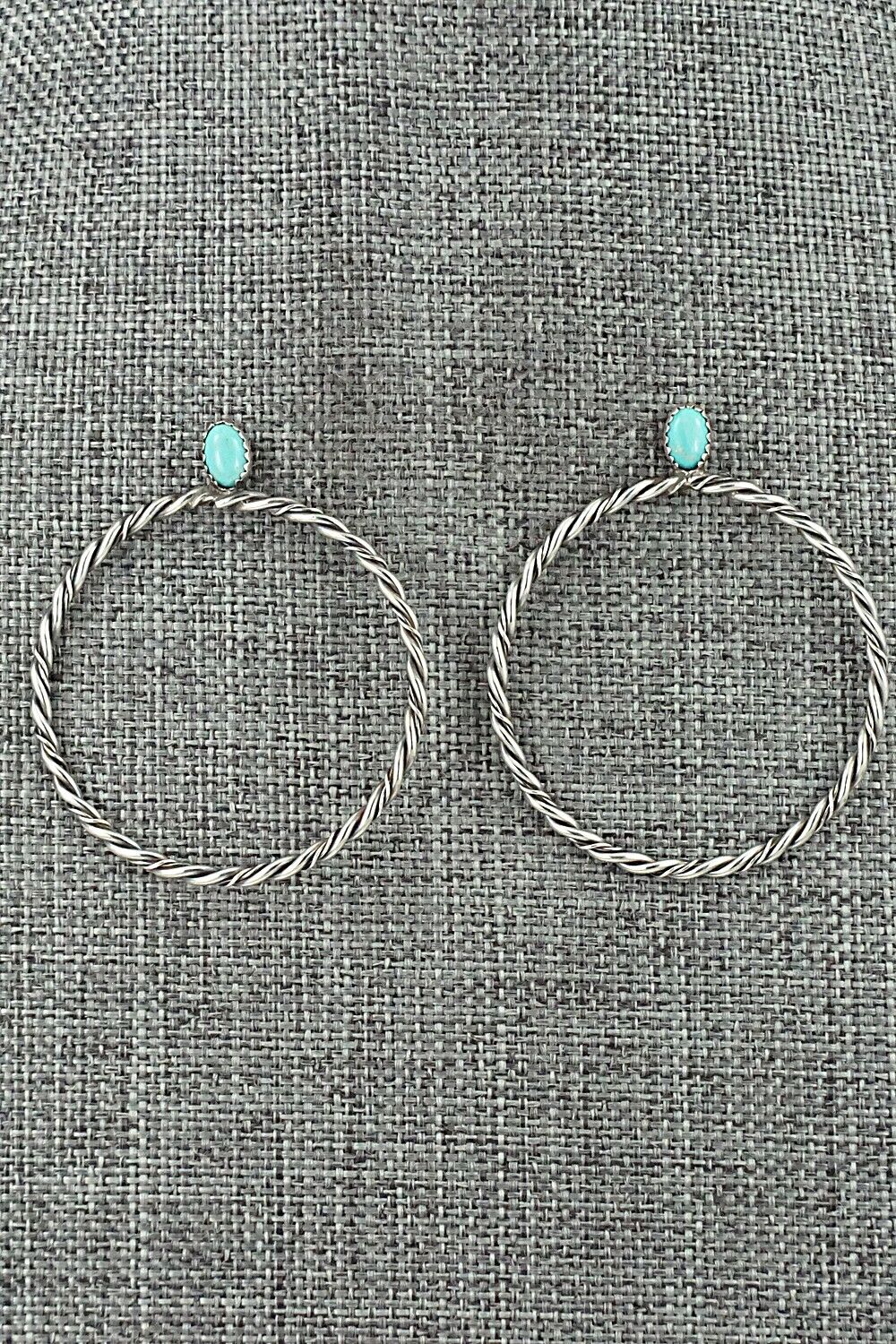 Turquoise & Sterling Silver Earrings - Nelson Leonard Jr.