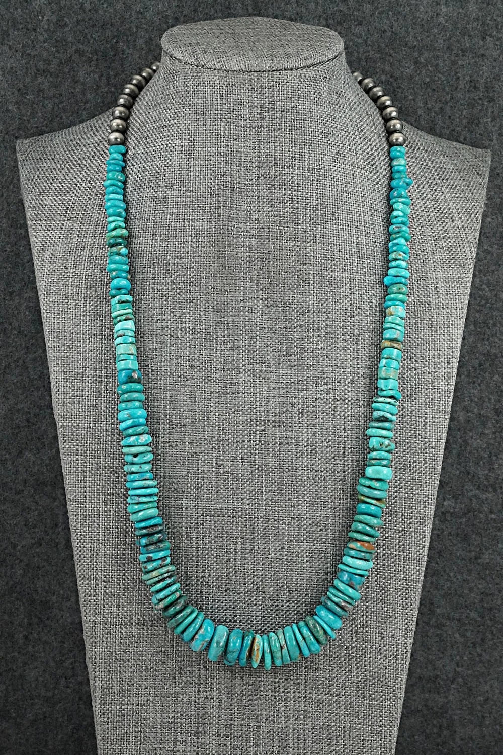 Turquoise & Sterling Silver Necklace 22" - Doreen Jake
