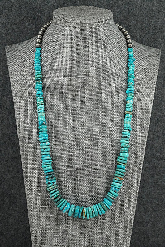 Turquoise & Sterling Silver Necklace 22" - Doreen Jake