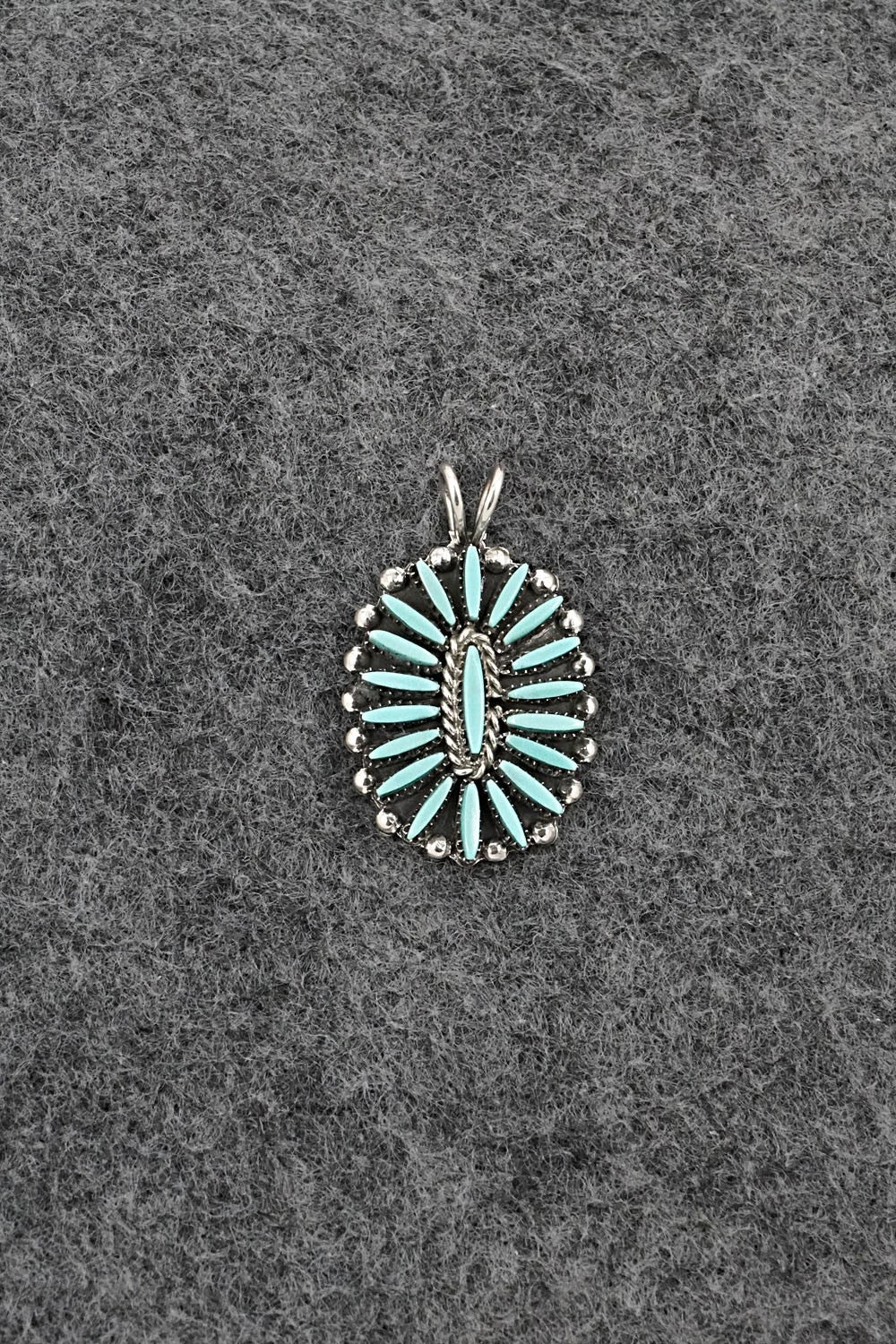 Turquoise & Sterling Silver Pendant - Fritzon Owaleon