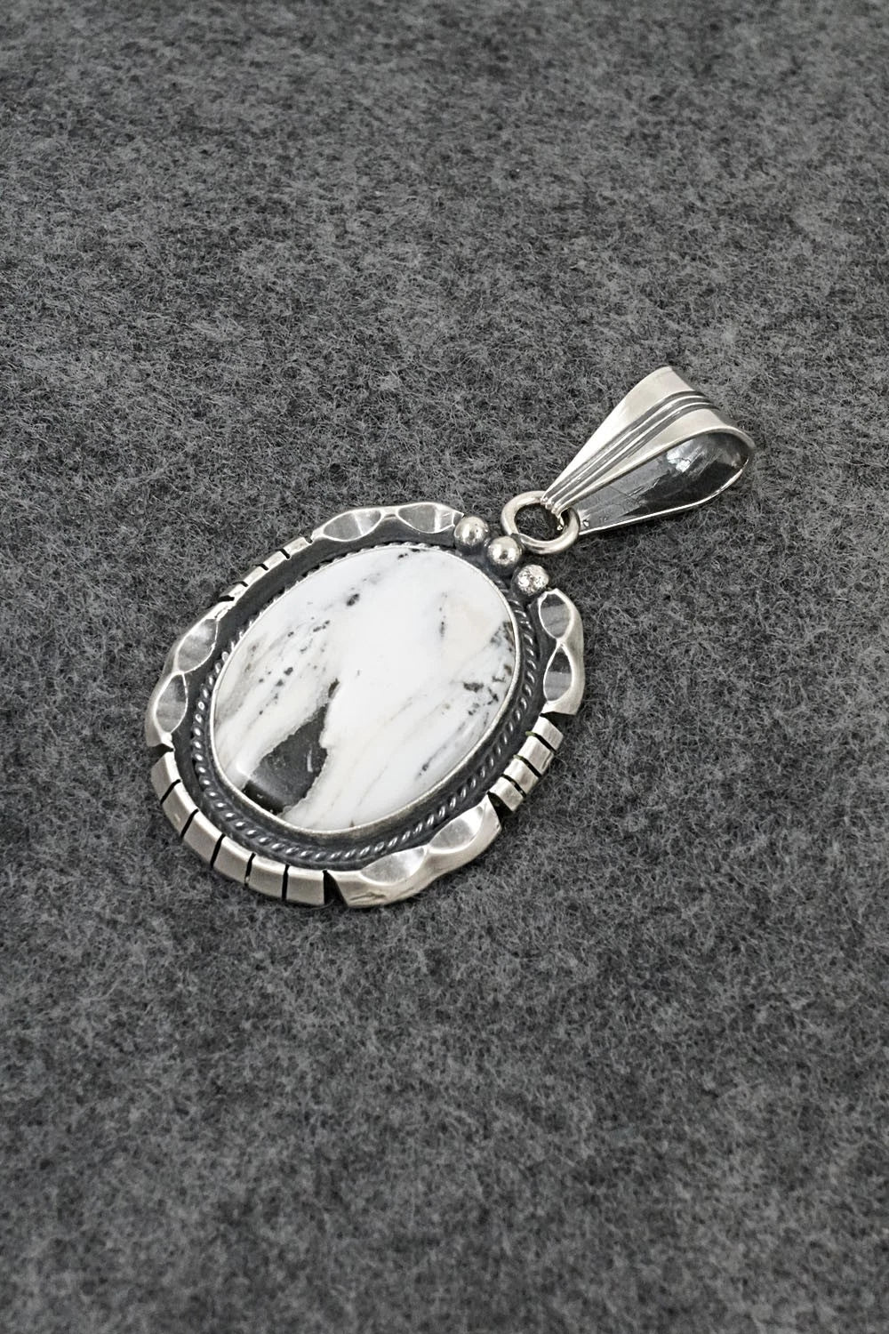 White Buffalo & Sterling Silver Pendant - Samuel Yellowhair