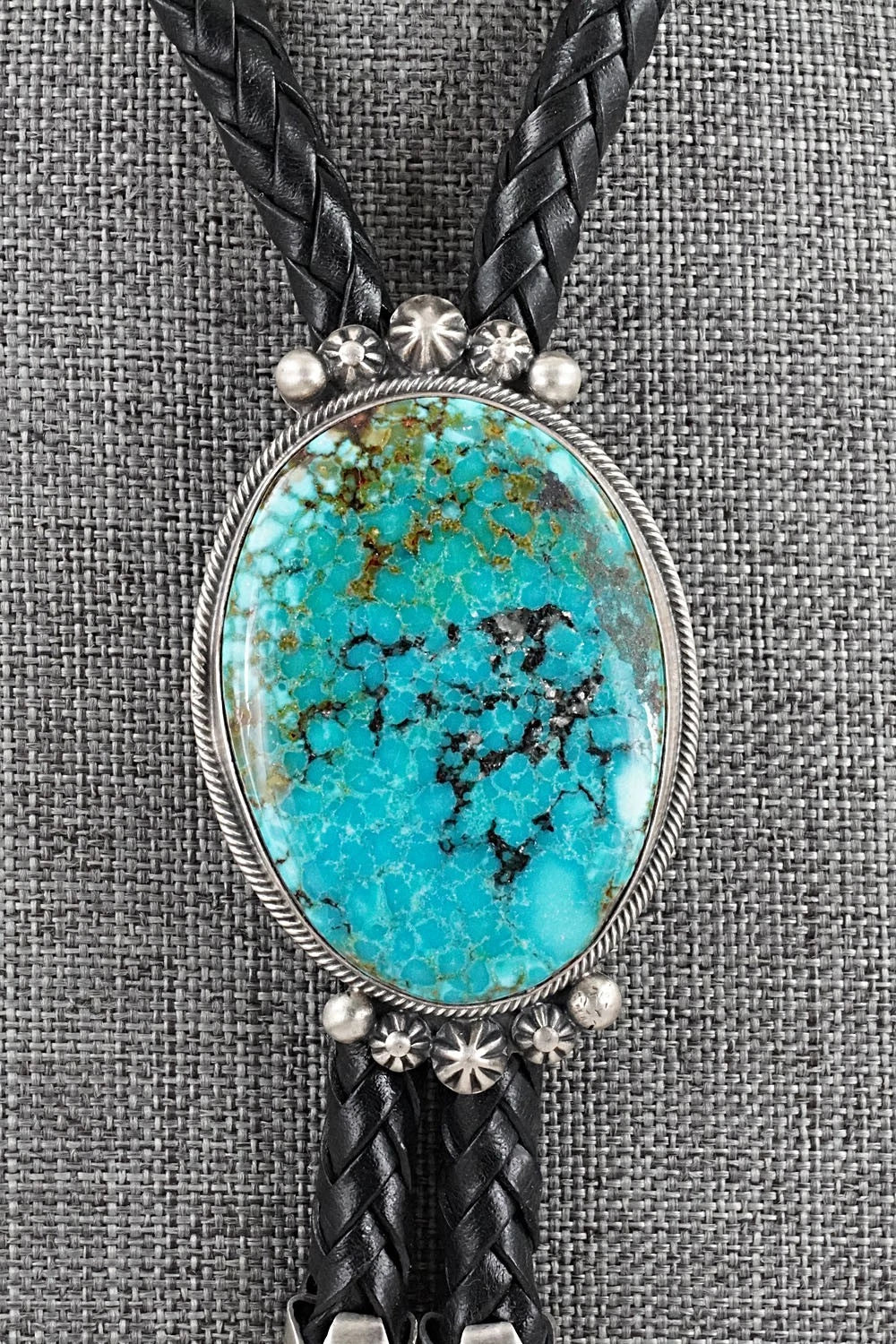 Turquoise & Sterling Silver Bolo Tie - Bobby Johnson