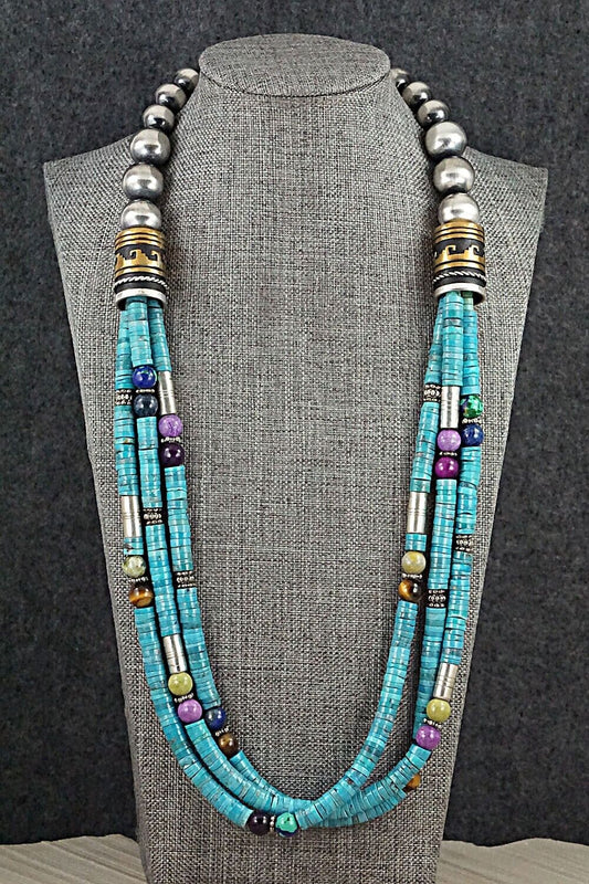 Multi-Stone and Sterling Silver Necklace - Tommy Singer