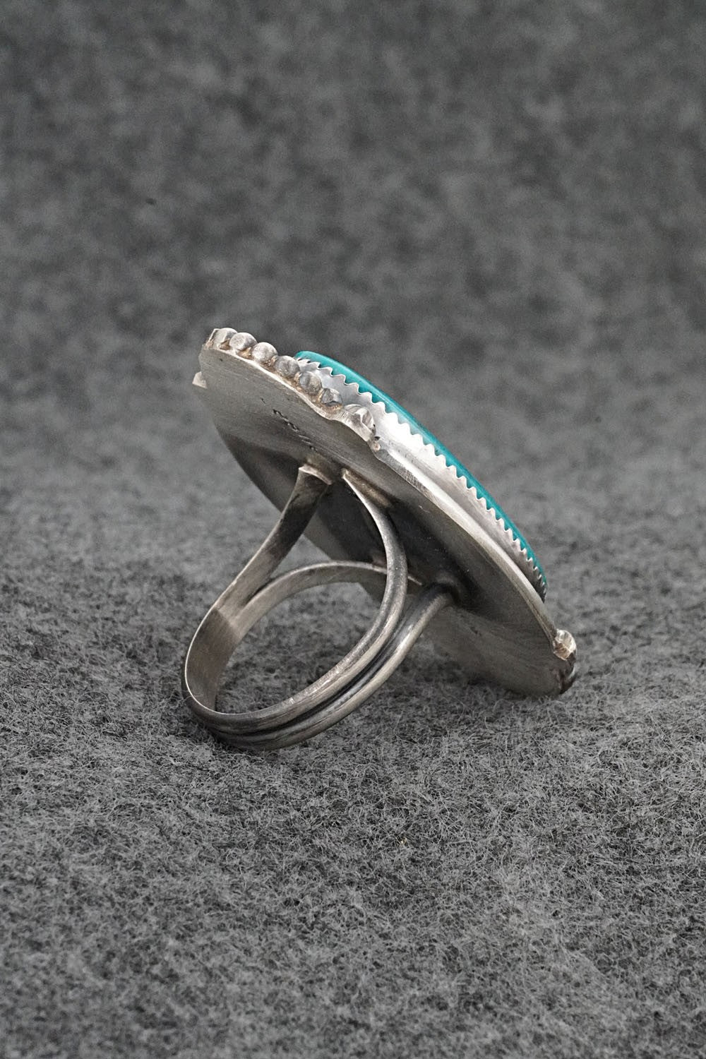 Turquoise & Sterling Silver Ring - Leslie Nez - Size 9.5