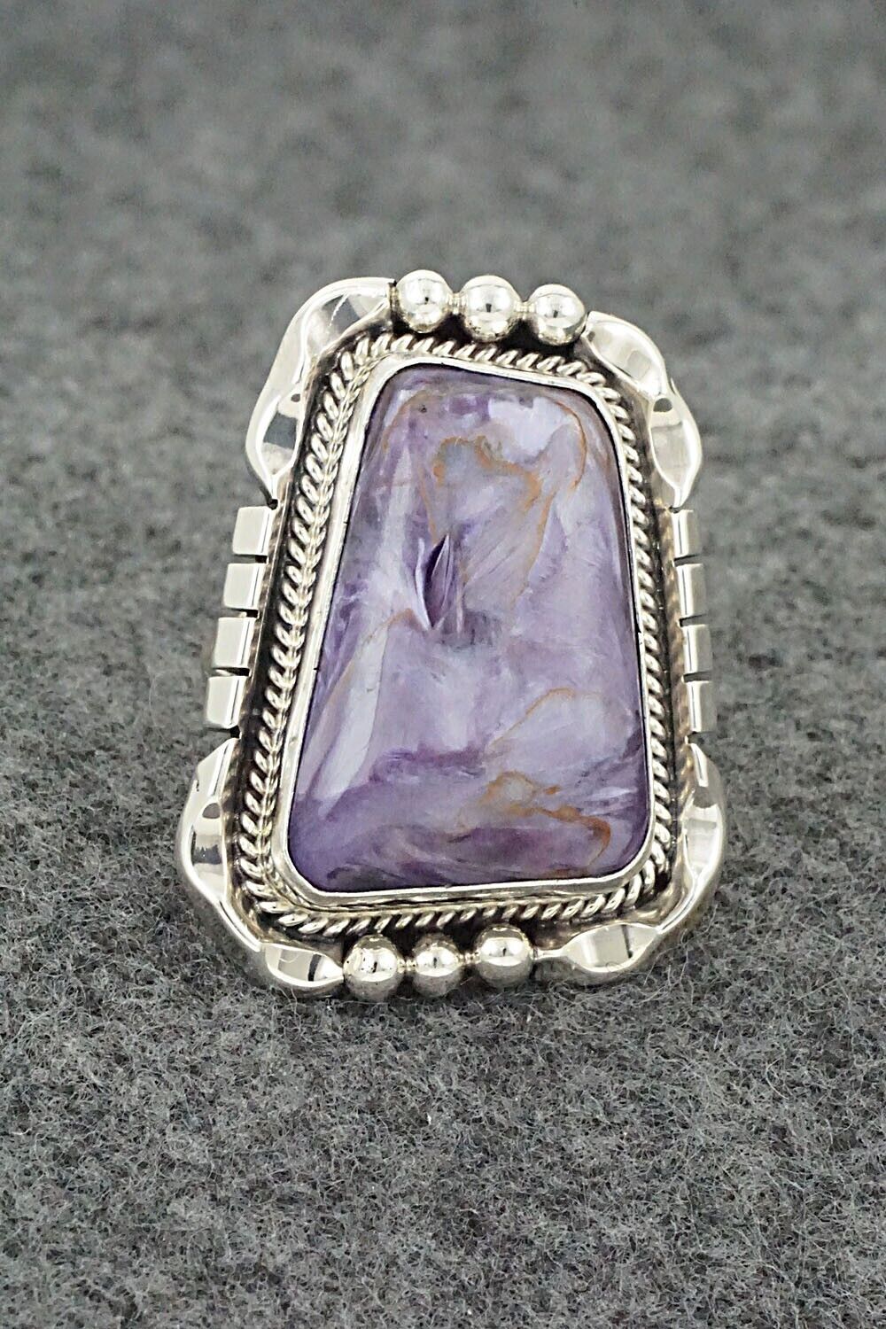 Charoite & Sterling Silver Ring - Samuel Yellowhair - Size 7.75