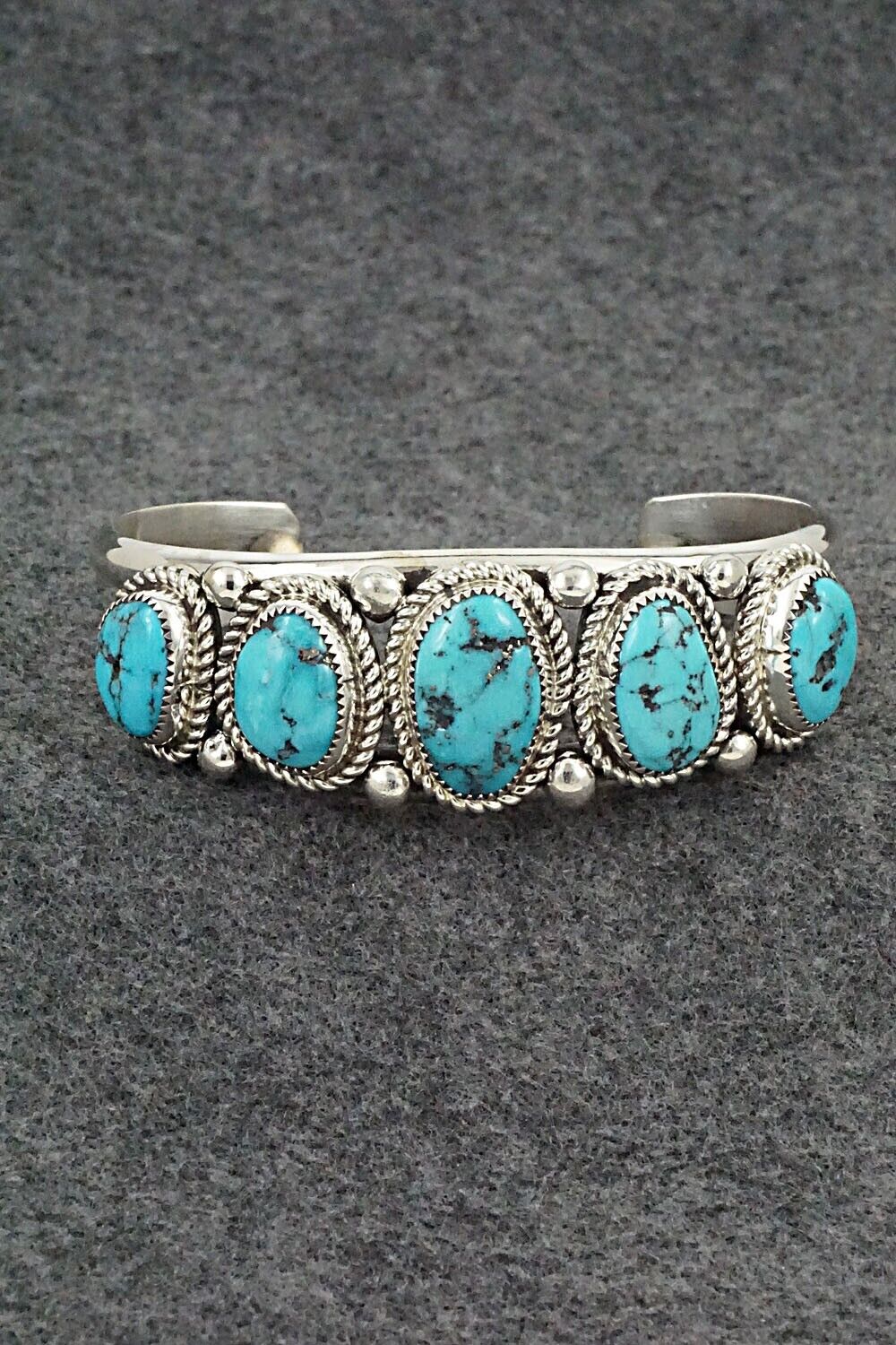Turquoise & Sterling Silver Bracelet - Leslie Nez