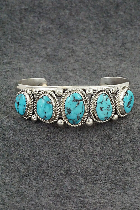 Turquoise & Sterling Silver Bracelet - Leslie Nez
