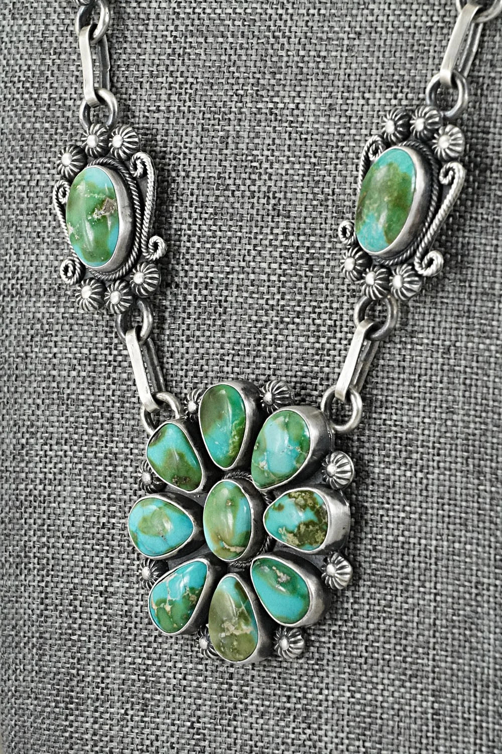 Turquoise & Sterling Silver Necklace and Earrings Set - Mark Yazzie