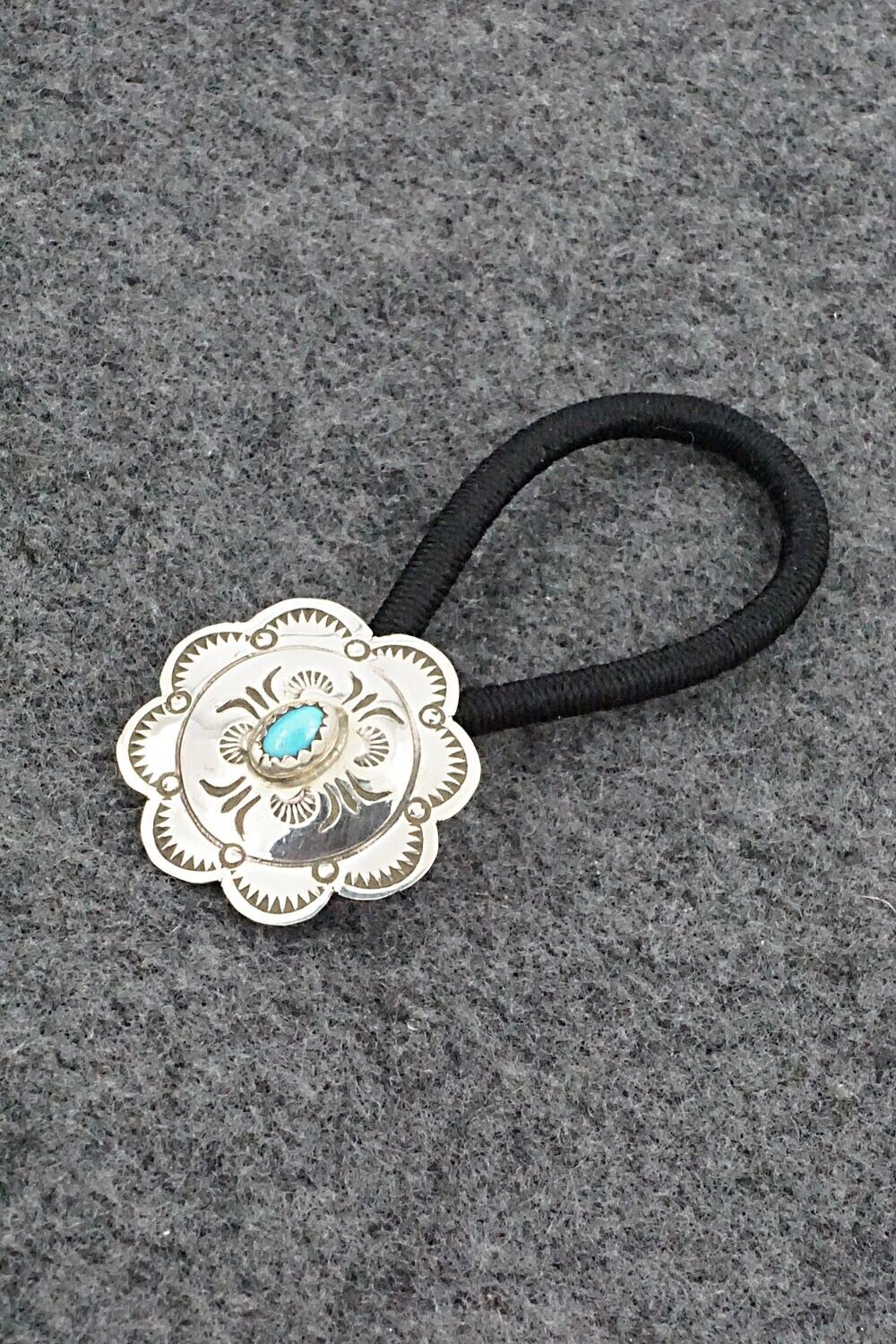 Turquoise & Sterling Silver Hair Tie - Bertha Begay