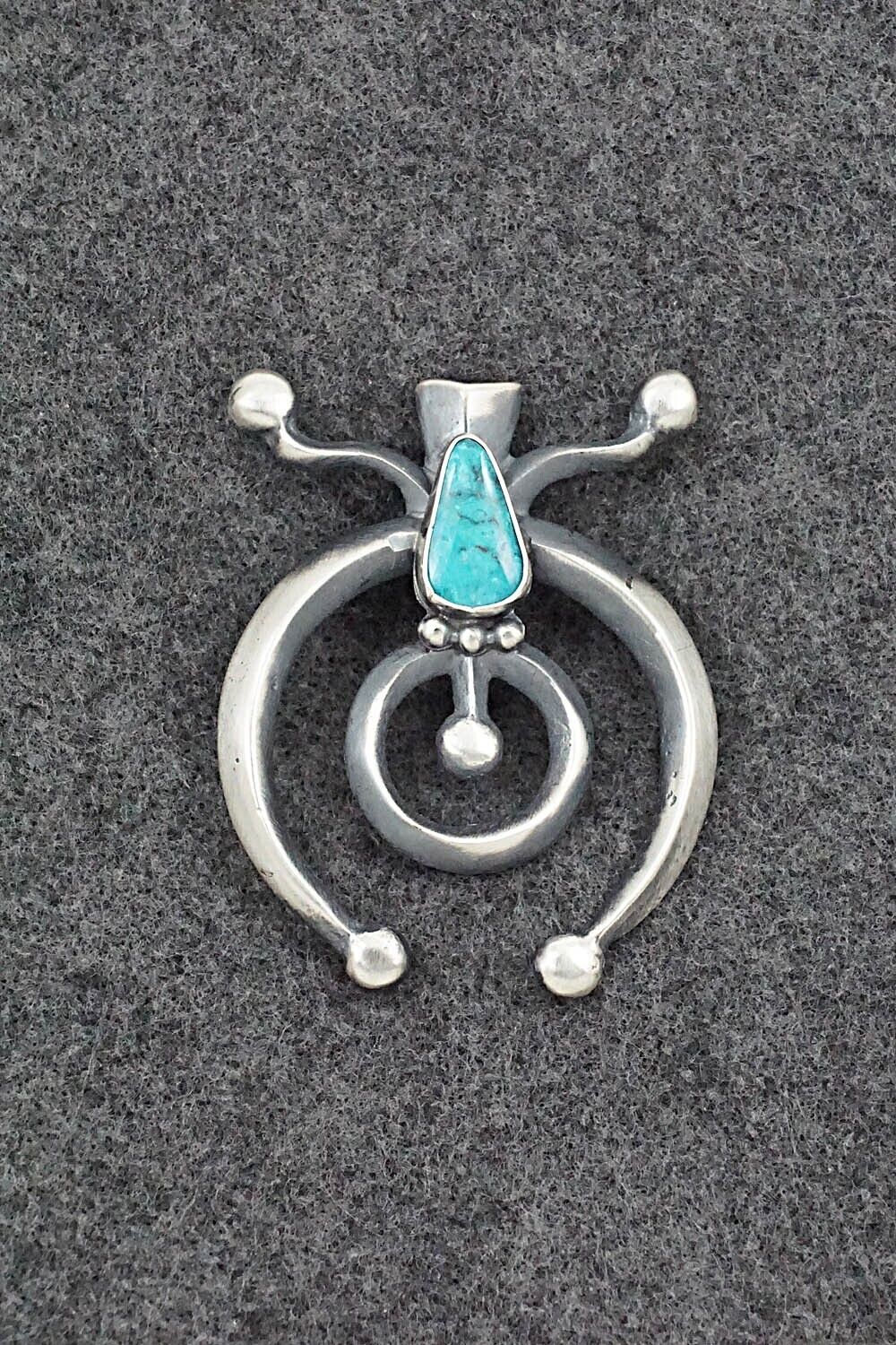Turquoise & Sterling Silver Pendant - Harrison Bitsue