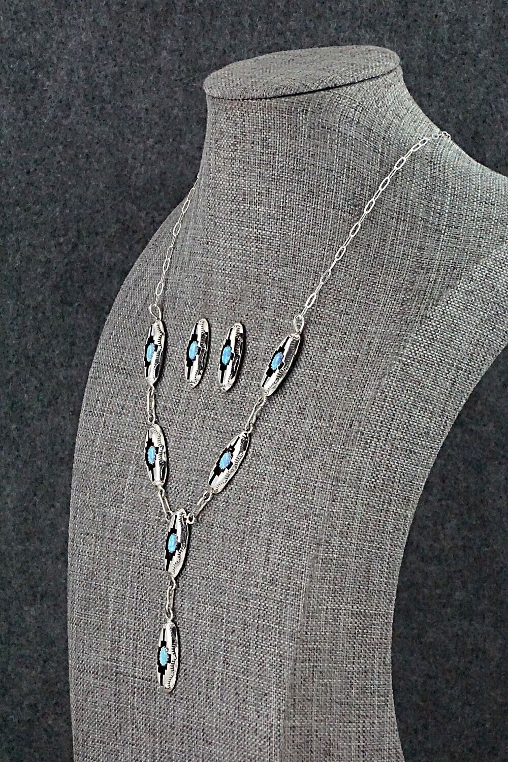 Opalite & Sterling Silver Necklace and Earrings Set - Felix Perry