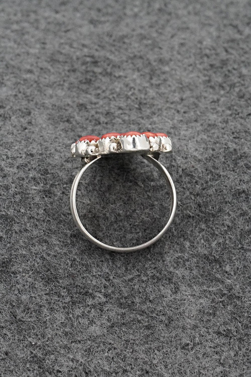 Spiny Oyster & Sterling Silver Ring - Priscilla Reeder - Size 9.5