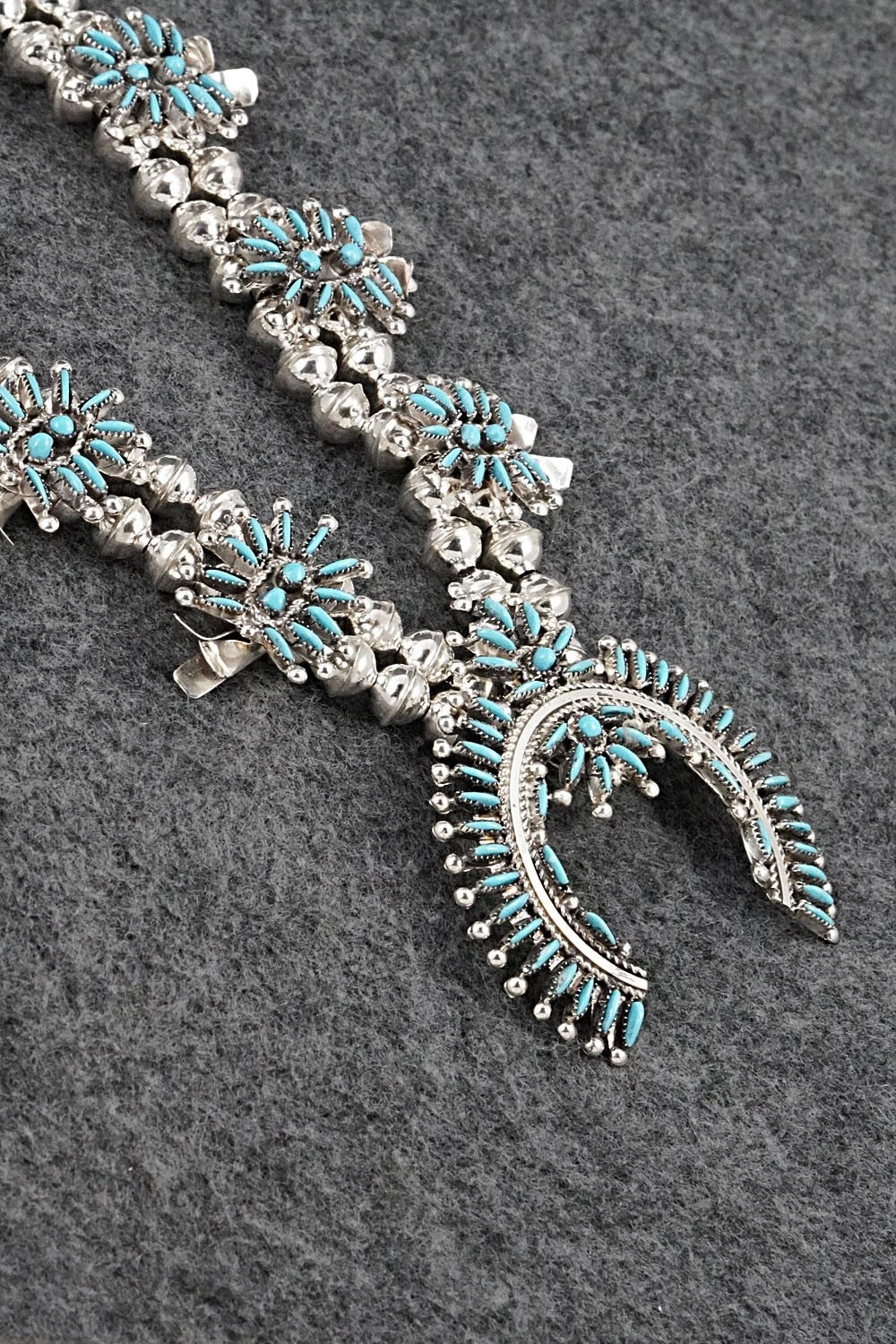 Turquoise & Sterling Silver Squash Blossom Set - Lorna Mahkee