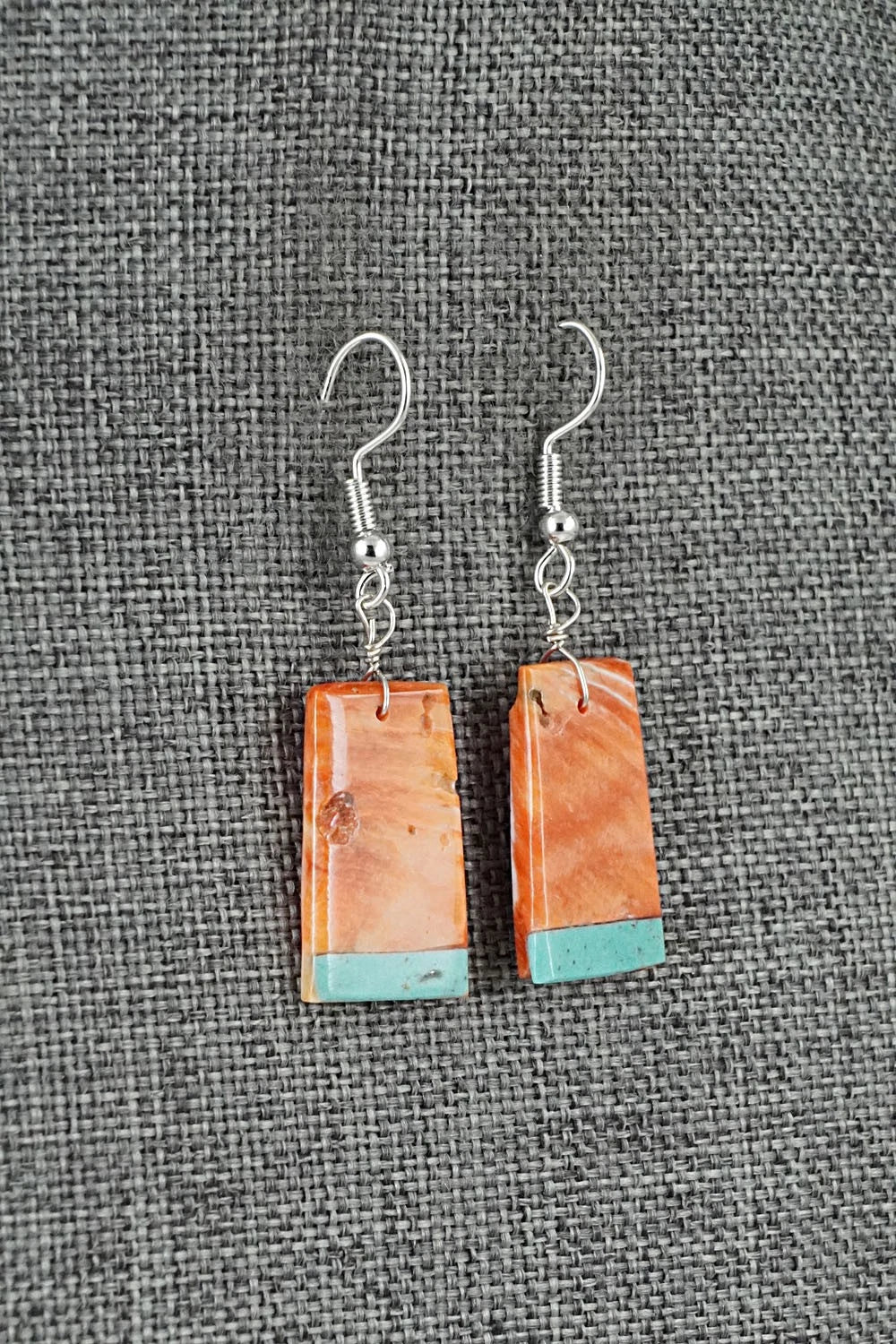 Spiny Oyster, Turquoise & Sterling Silver Earrings - Louise Pete