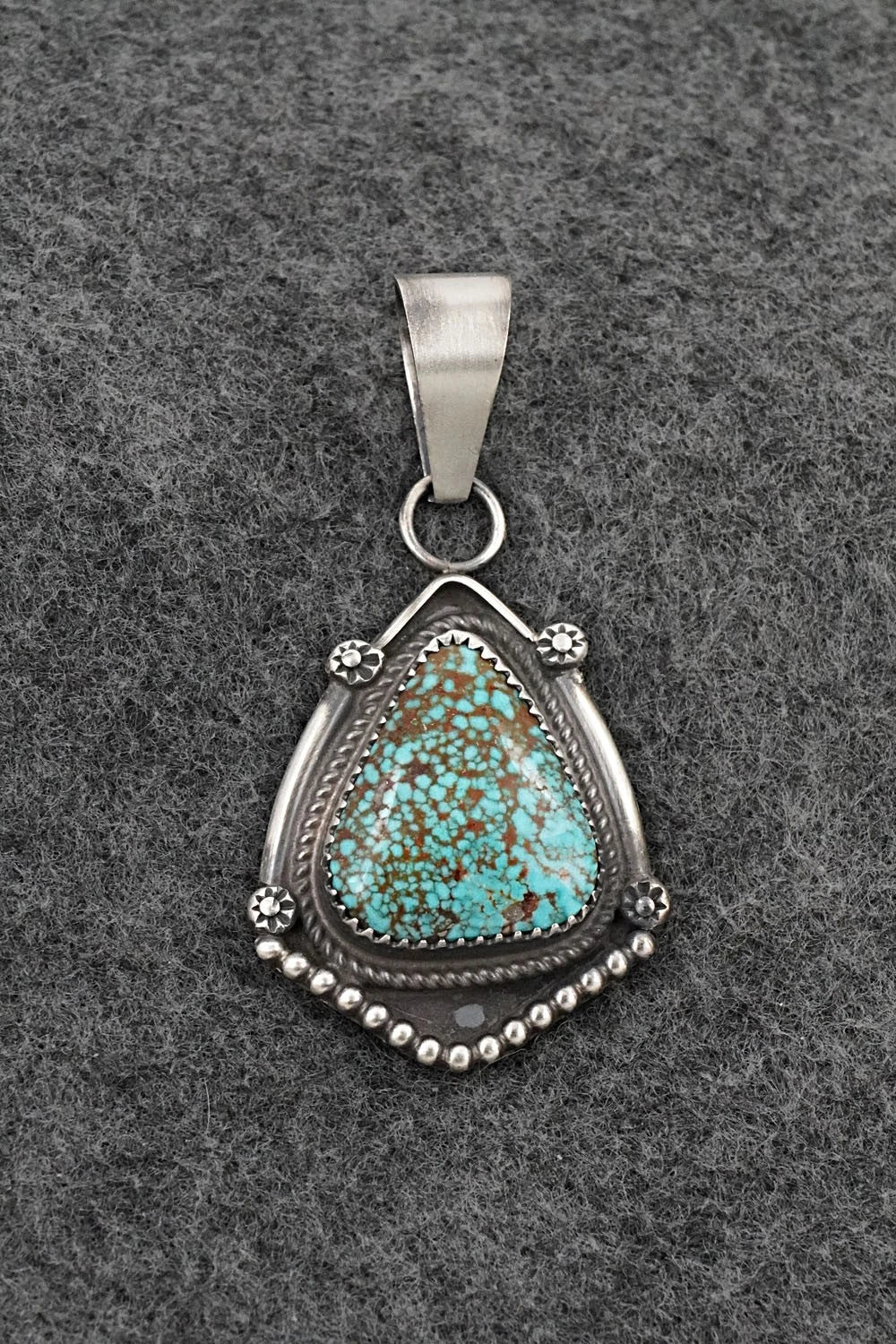 Turquoise & Sterling Silver Pendant - Leslie Nez