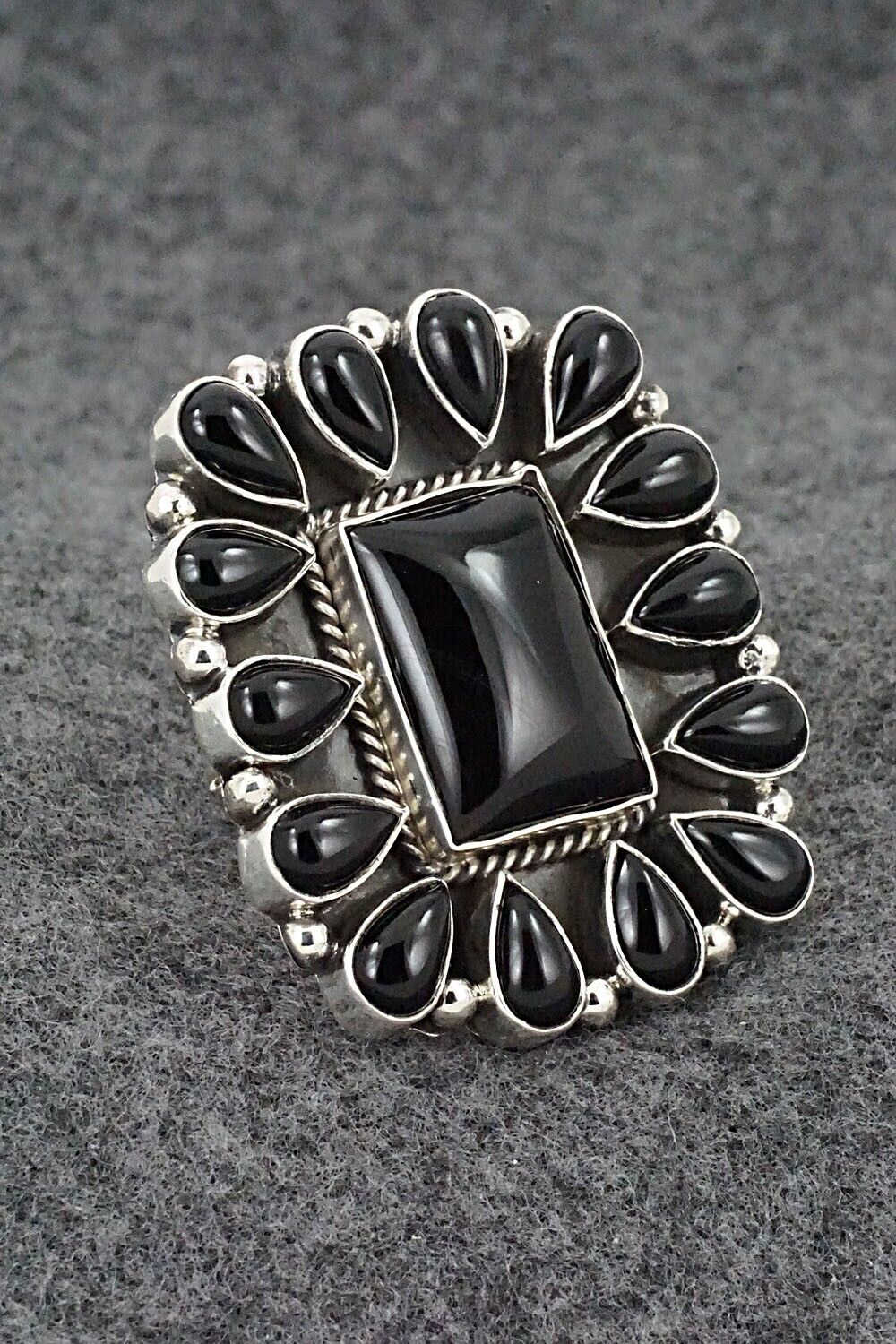 Onyx & Sterling Silver Ring - Verley Betone - Size 7.5