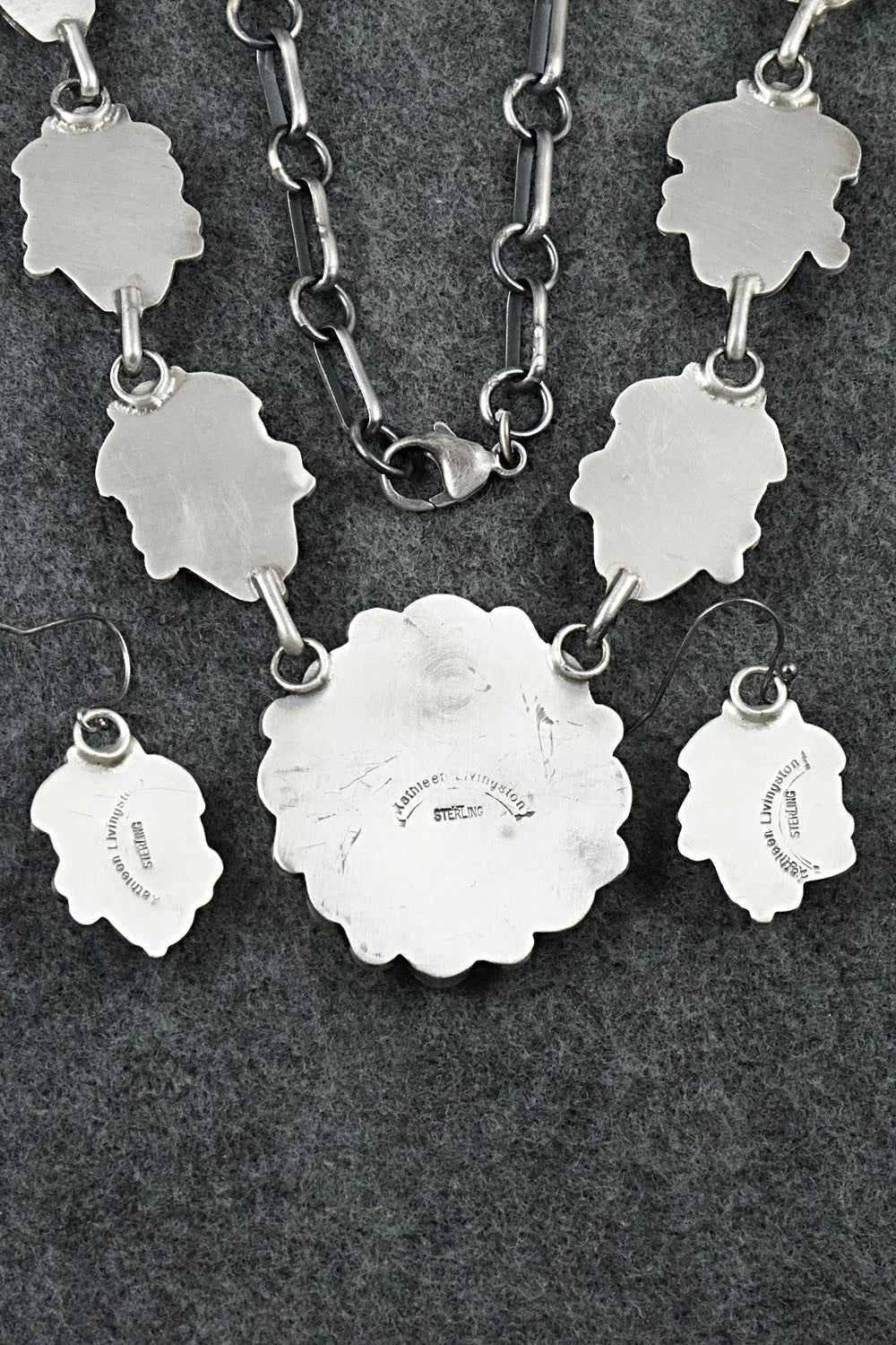 Turquoise & Sterling Silver Necklace and Earrings Set - Kathleen Livingston