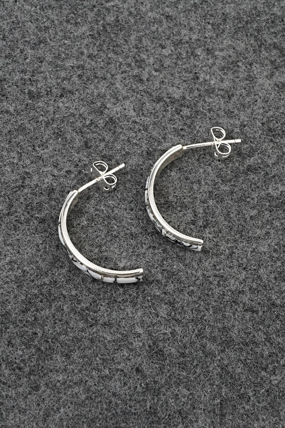 White Buffalo & Sterling Silver Earrings - Nathaniel Johnson