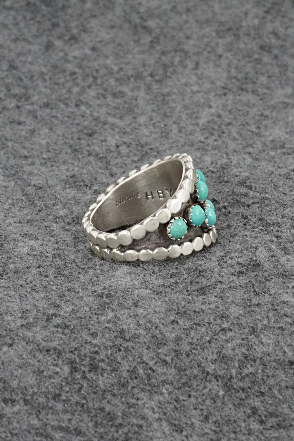 Turquoise & Sterling Silver Ring - Harry B. Yazzie - Size 9.5
