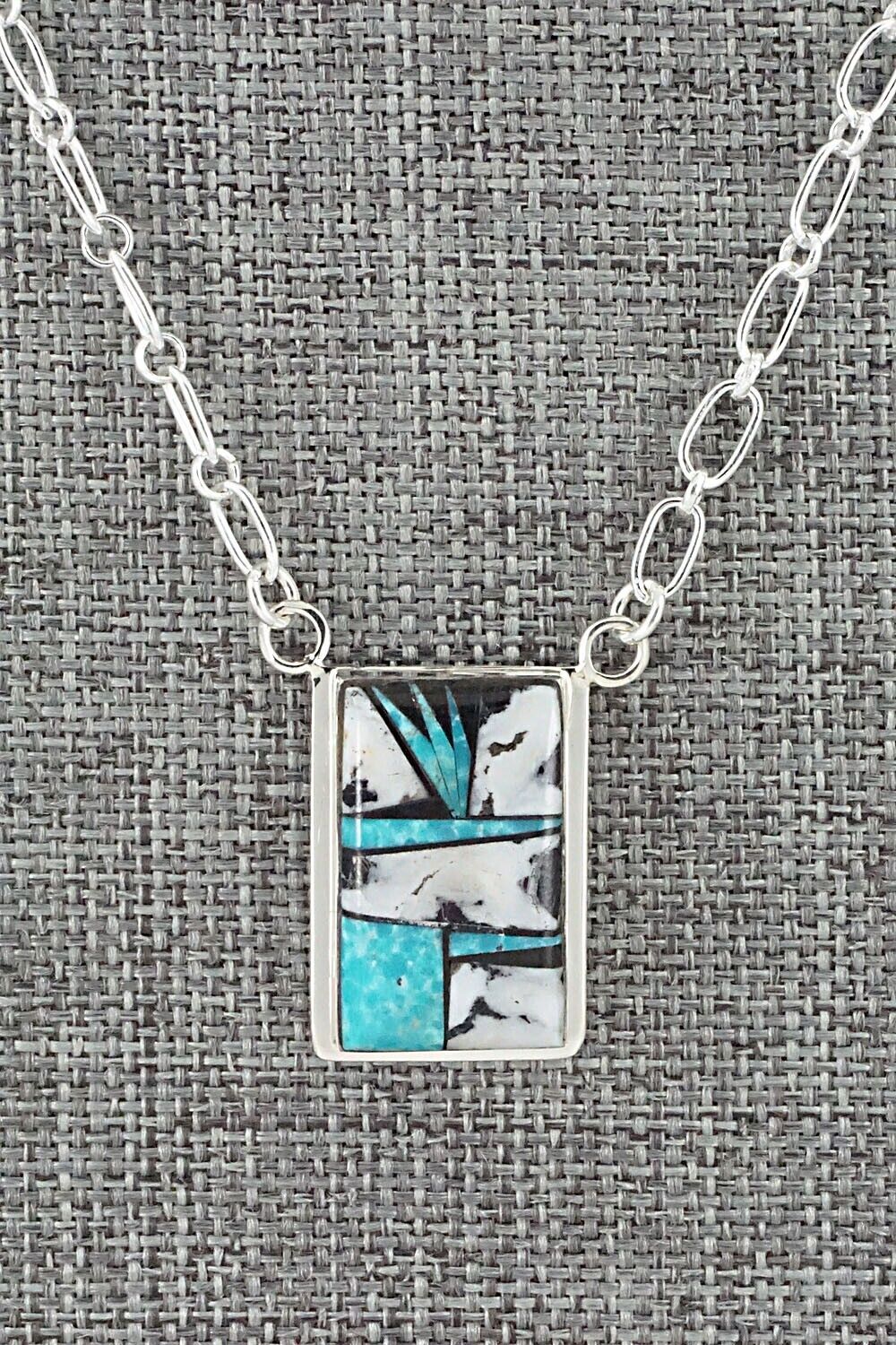 White Buffalo, Turquoise & Sterling Silver Necklace - Michelle Willie