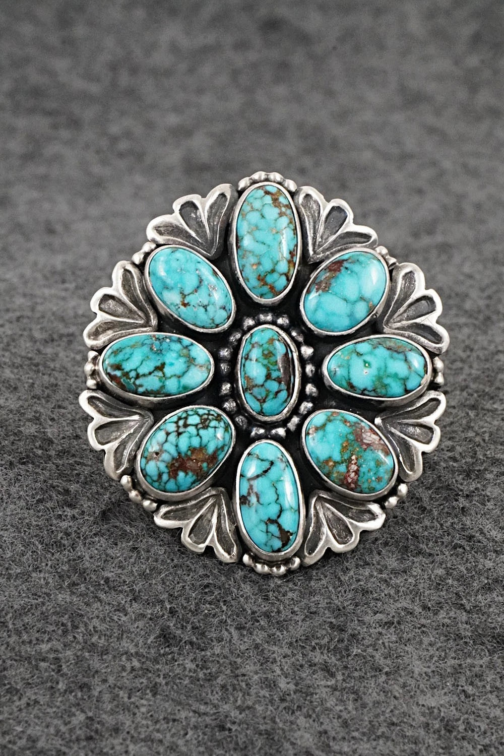 Turquoise & Sterling Silver Ring - Mark Yazzie - Size 8 Adj.