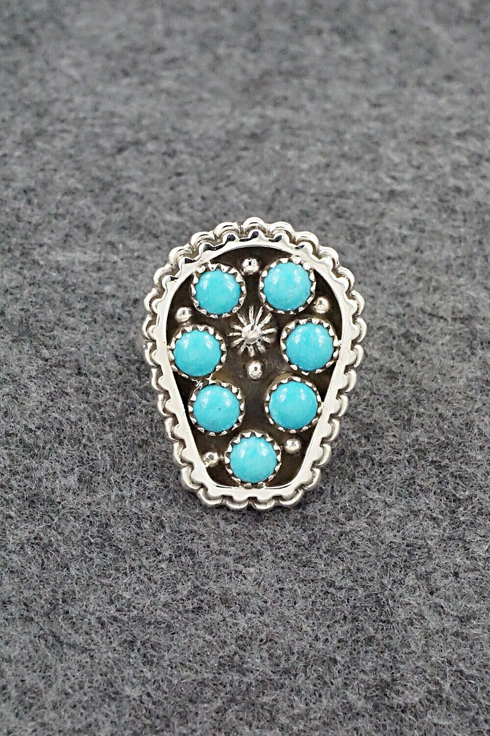 Turquoise & Sterling Silver Ring - Kenny Lonjose - Size 10