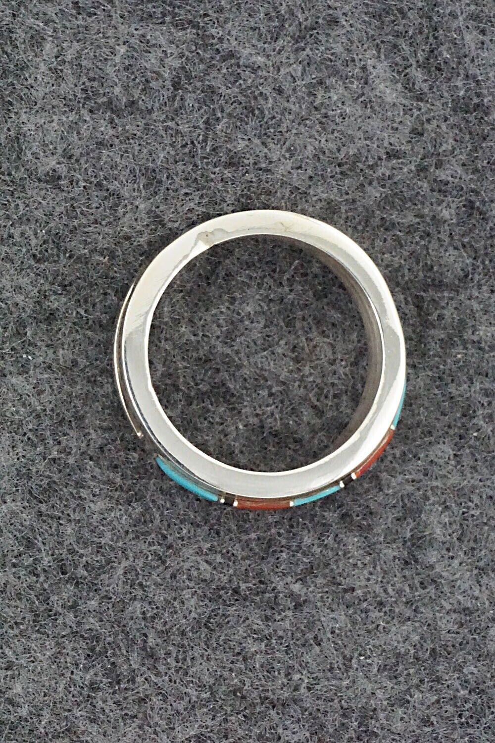 Turquoise, Coral, Onyx & Sterling Silver Ring - Wilbert Muskett Jr. - Size 9