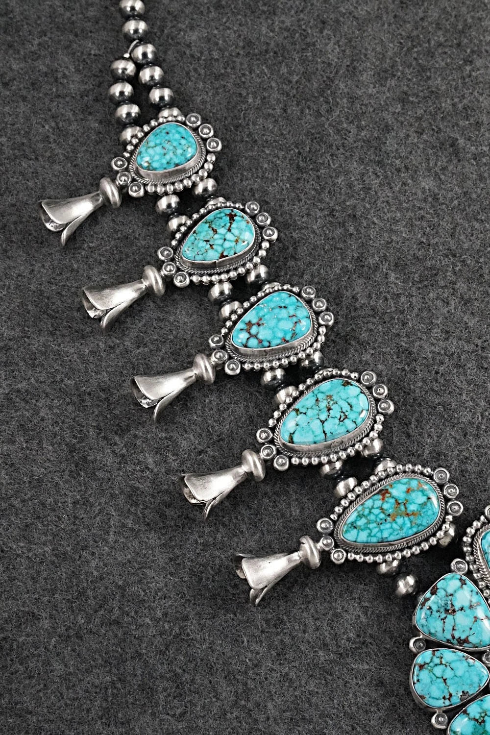 Turquoise & Sterling Silver Squash Blossom Set - Mark Yazzie