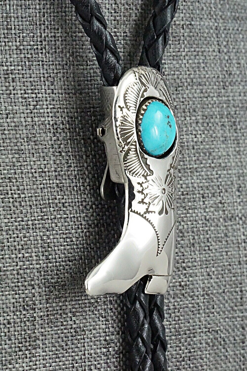 Turquoise & Sterling Silver Bolo Tie - Shirley Skeets