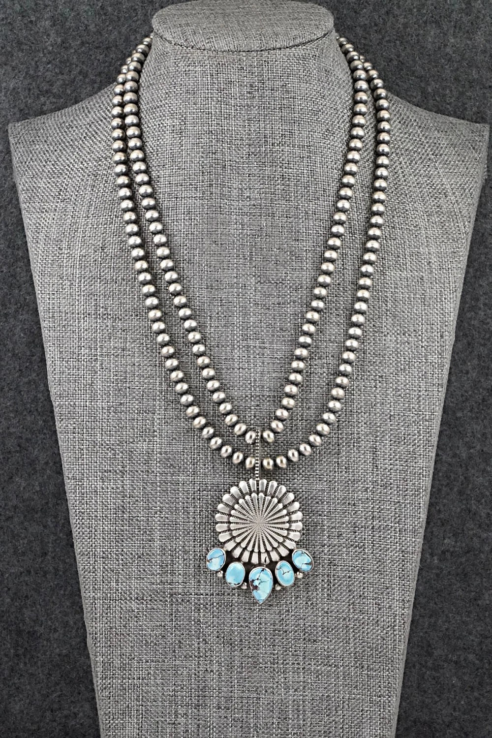 Turquoise & Sterling Silver Necklace - Tom Lewis