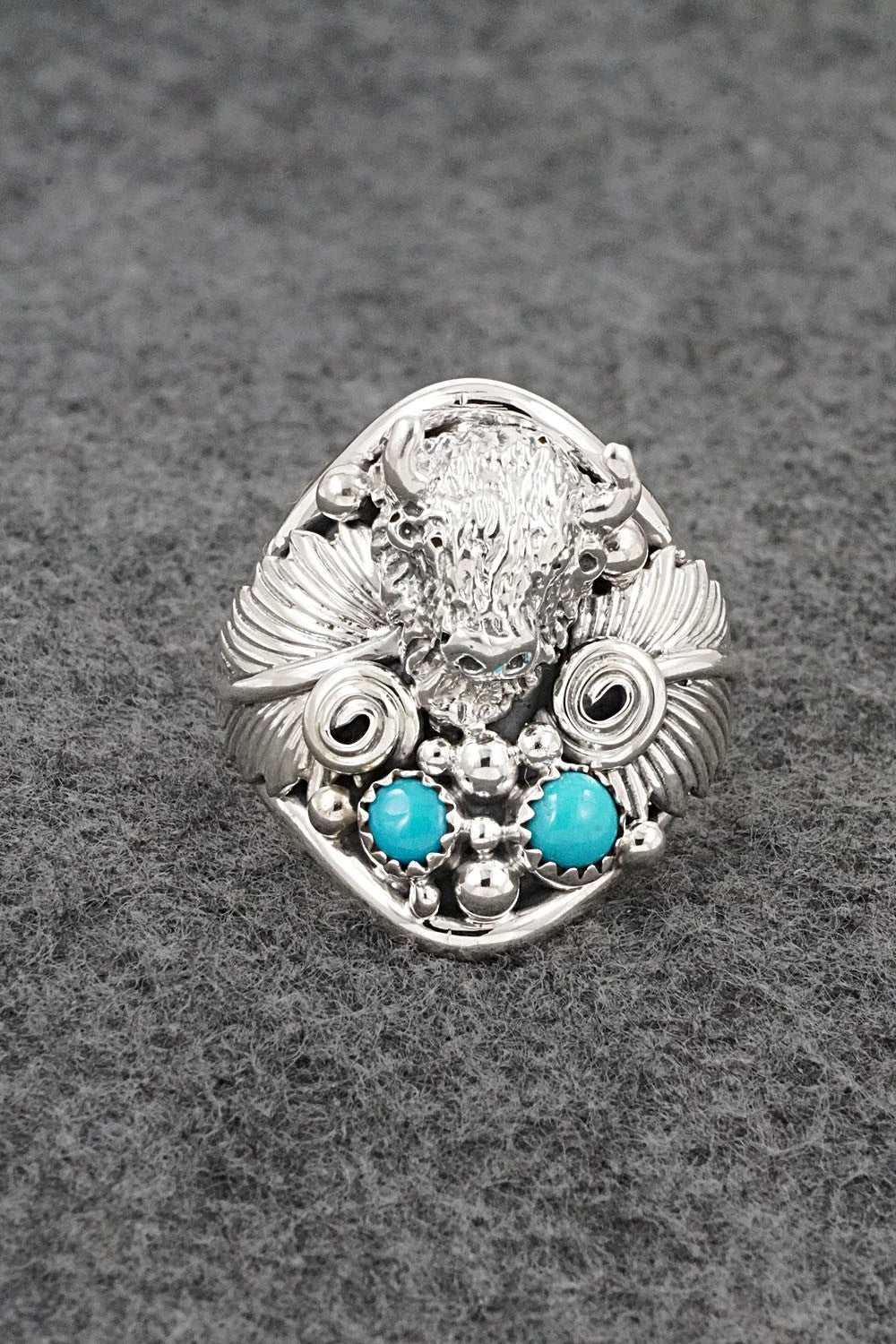 Turquoise & Sterling Silver Ring - Darrell Morgan - Size 11.5