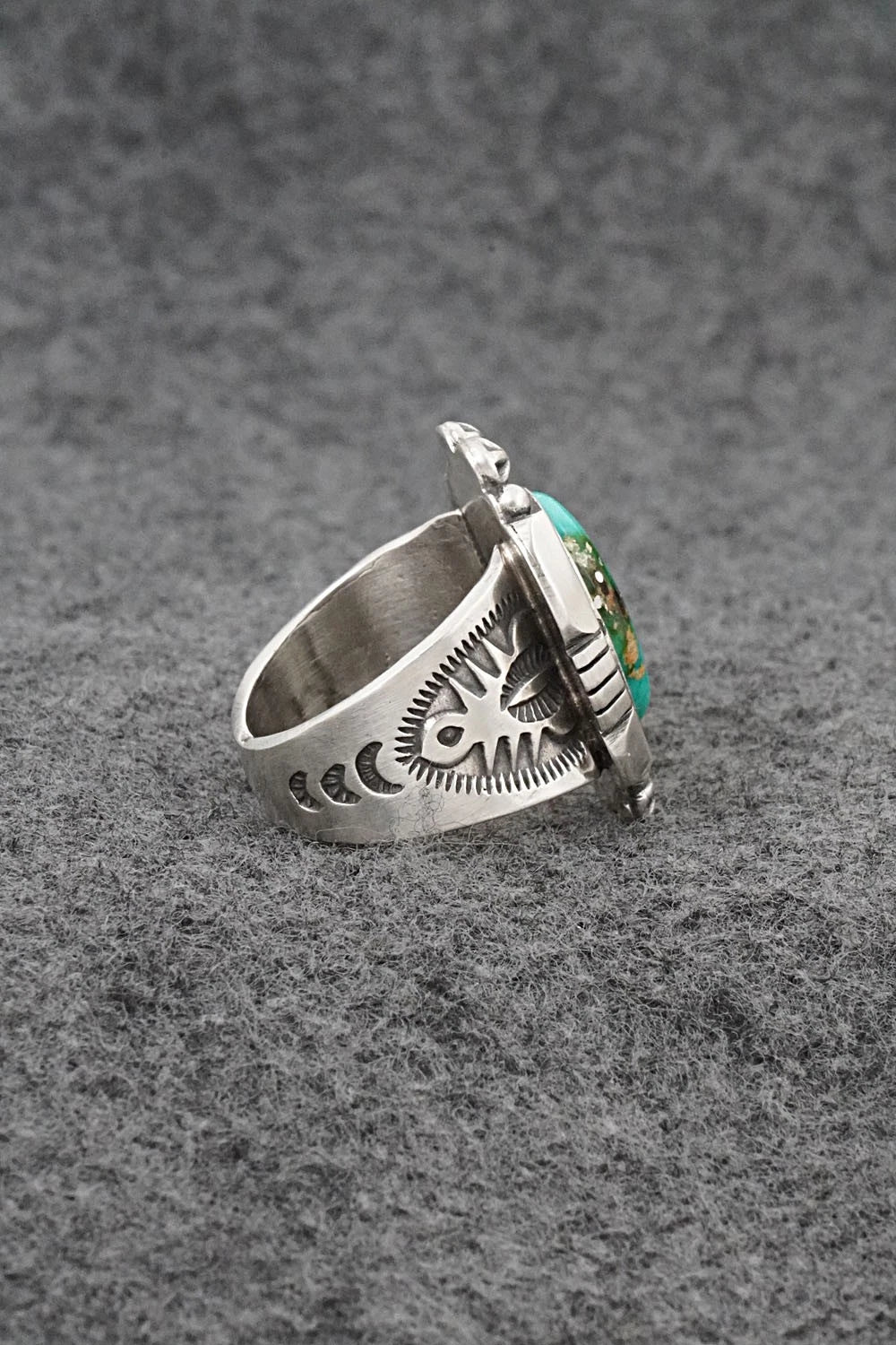 Turquoise & Sterling Silver Ring - Samuel Yellowhair - Size 8