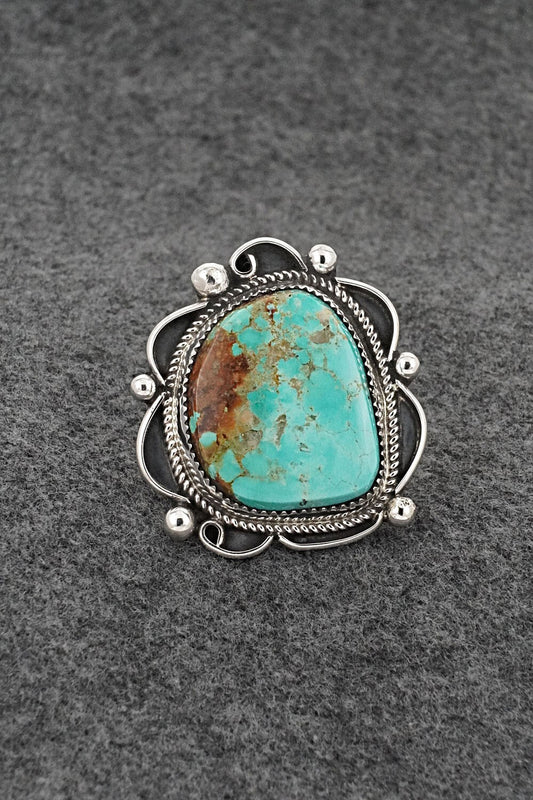 Turquoise & Sterling Silver Ring - Leslie Nez - Size 8.5