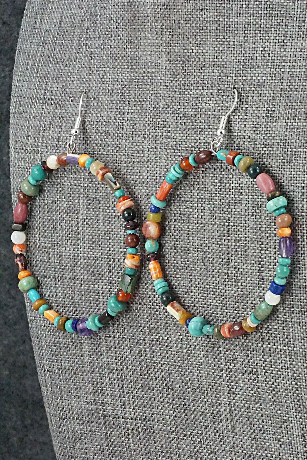 Multi-Stone & Sterling Silver Earrings - Helen Tsosie