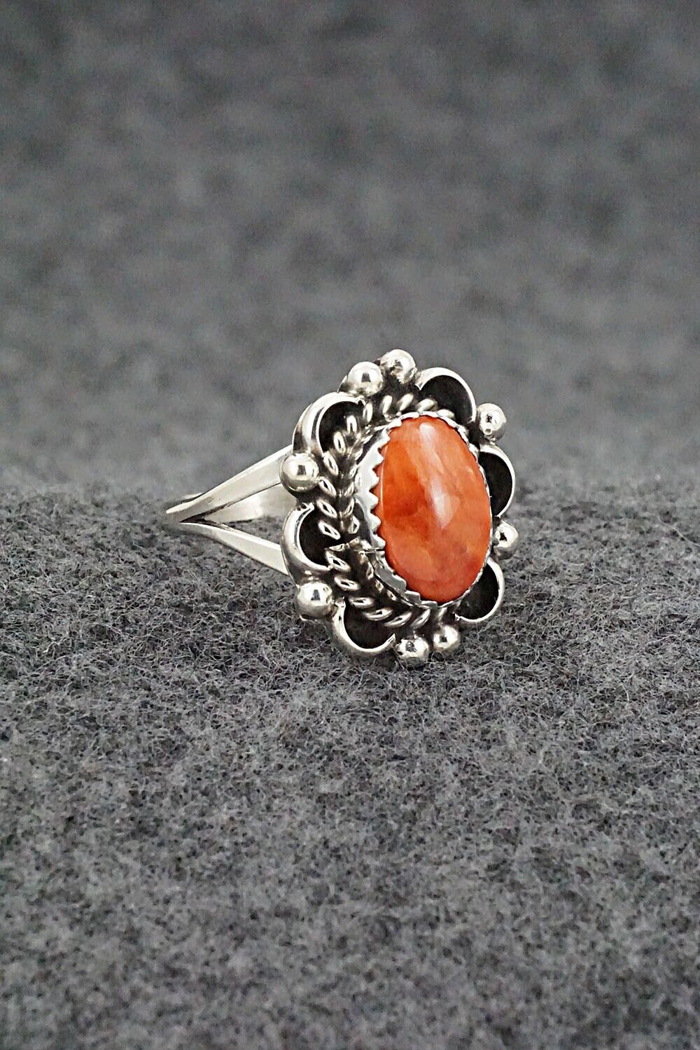 Spiny Oyster & Sterling Silver Ring - Freda Martinez - Size 7