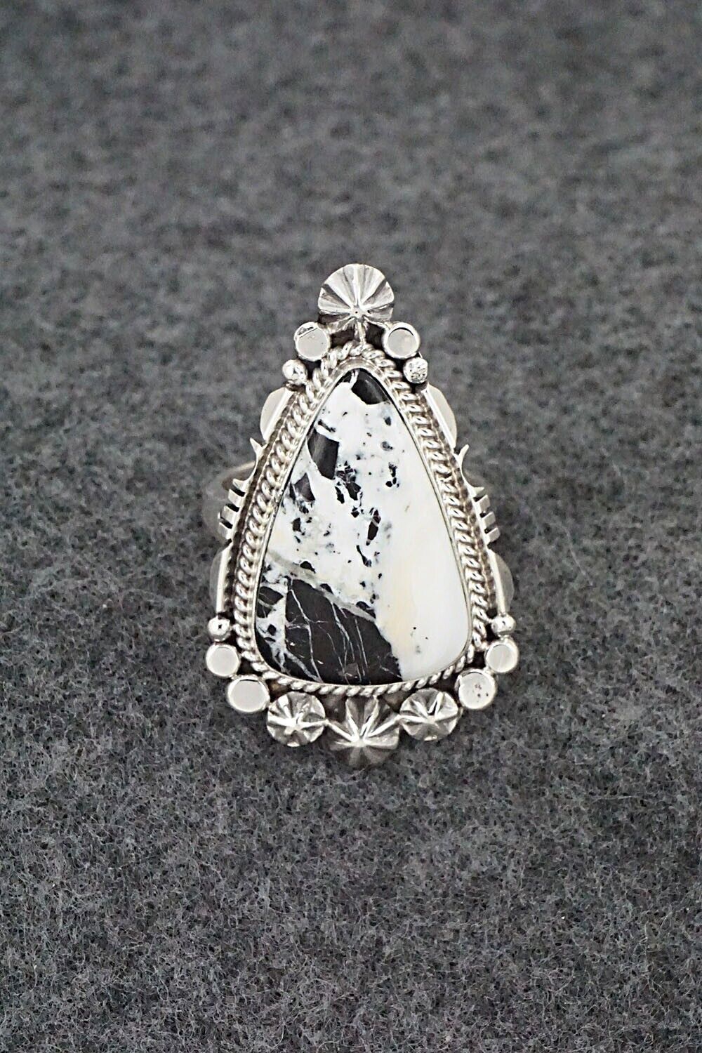 White Buffalo & Sterling Silver Ring - Daniel Benally - Size 8.75