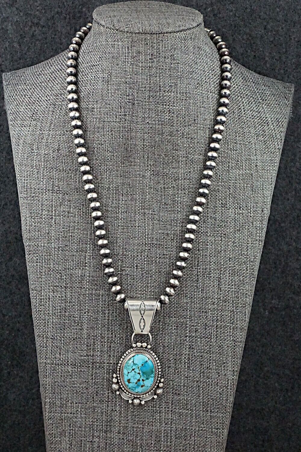 Turquoise & Sterling Silver Necklace - Tom Lewis