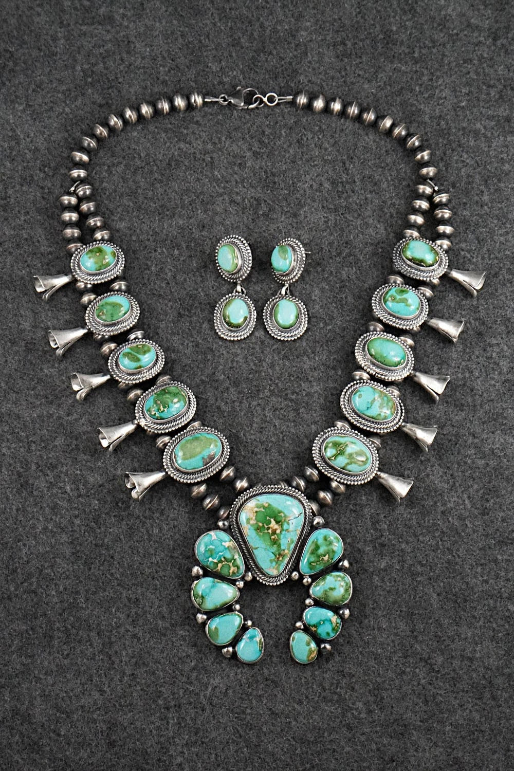 Turquoise & Sterling Silver Squash Blossom Set - Darrin Livingston